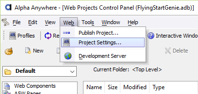 Opening Project Settings